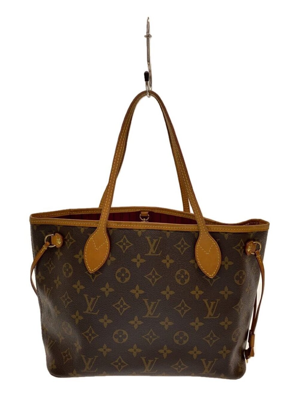 LOUIS VUITTON Neverfull Monogram Canvas Brown Pivoine Inside Out leather parts